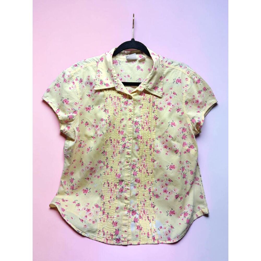 Fiorlini International Size L Floral Pleated Top - Cottagecore, Grandmacore